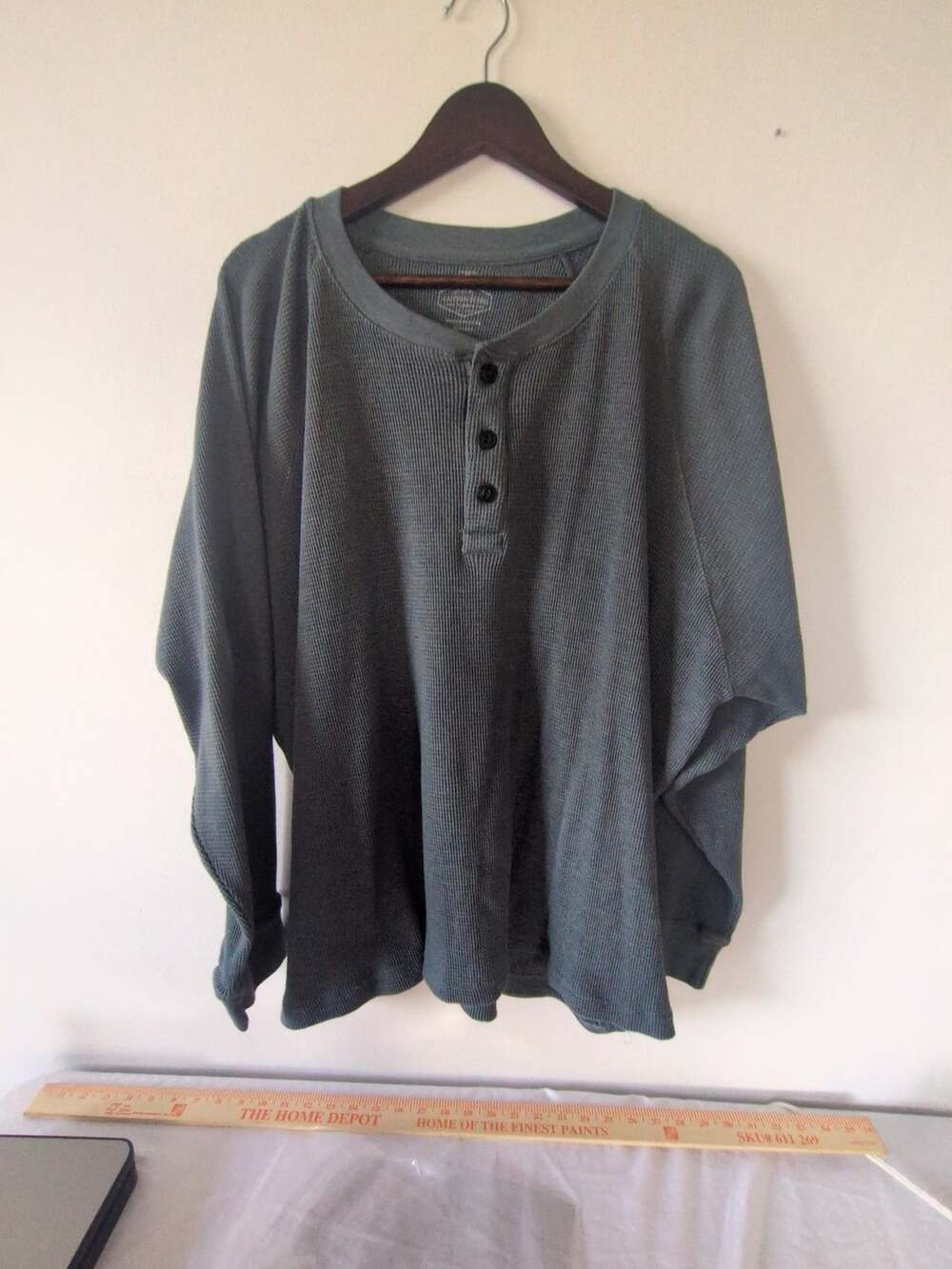Canyon Guide Waffle Henley Size 2X Gray Long Sleeve Shirt